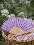 ABANICO MADERA TELA VIOLETA