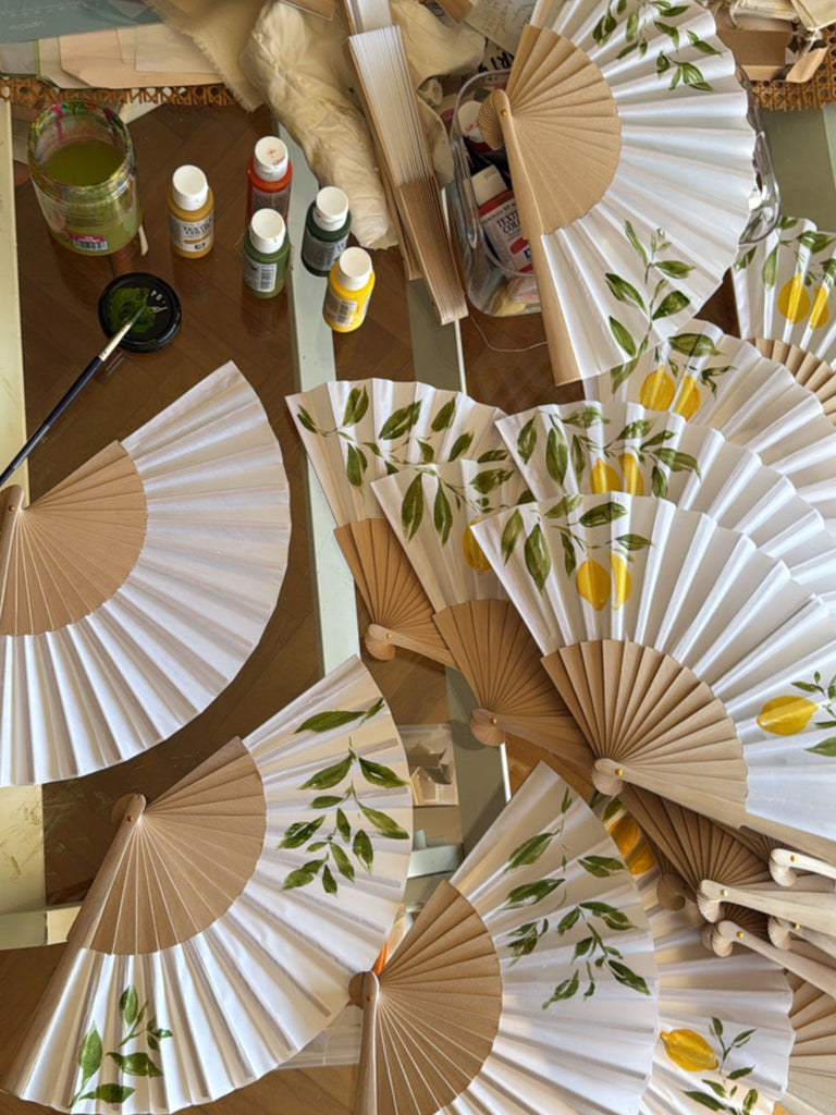 Abanico pintado a mano – Limones