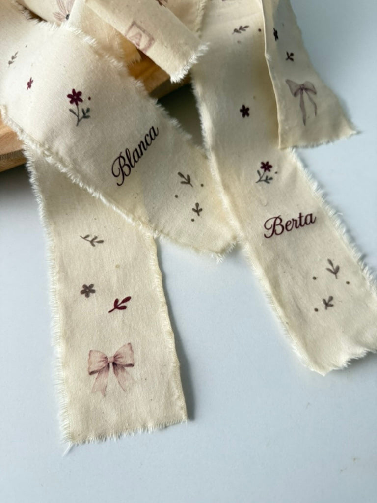 CINTA LAZO BEBÉ PERSONALIZADO EN TELA NATURAL